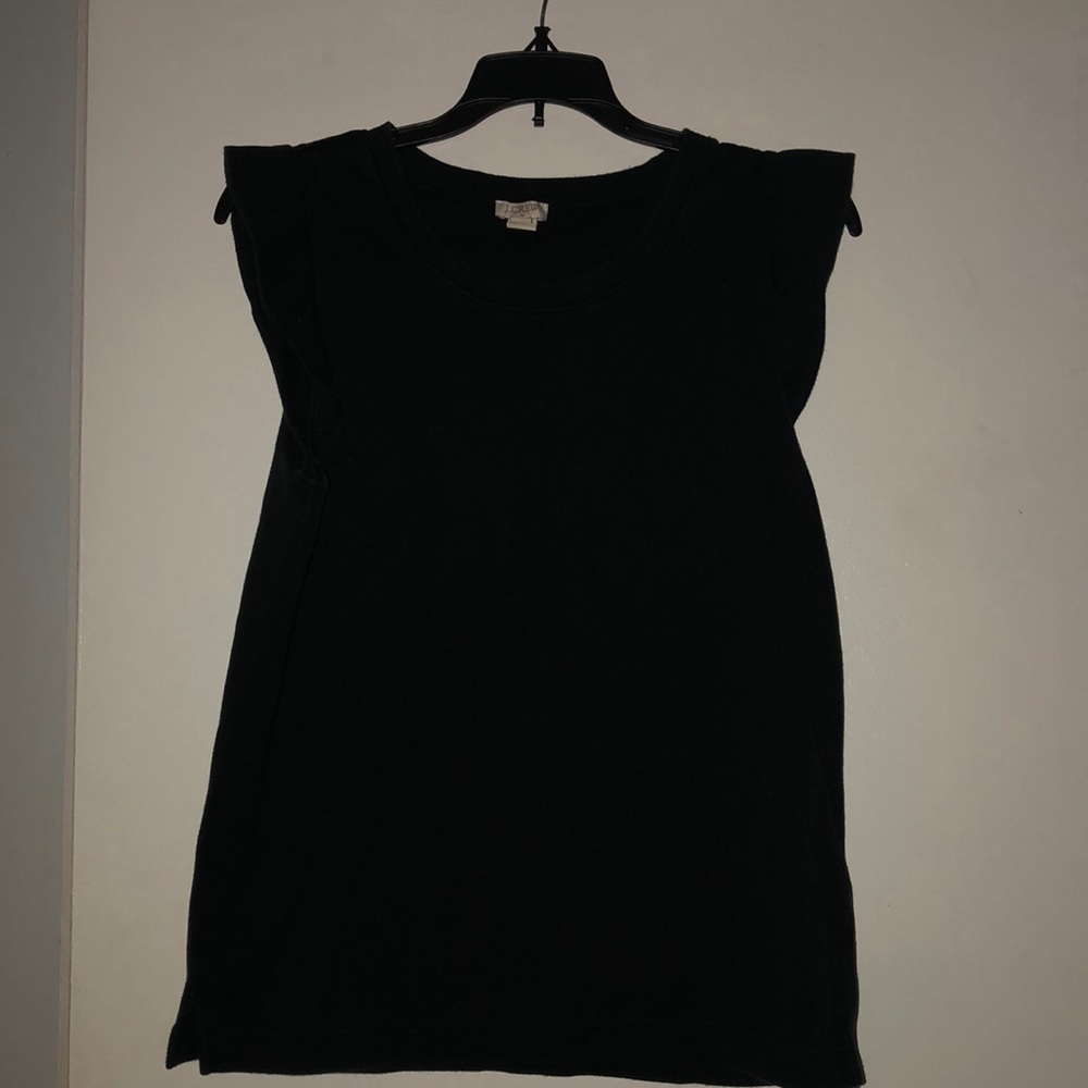 JCrew black ruffle sleeve top